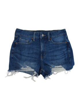 Old Navy Women 4 High Rise OG Straight Blue Denim Jean Shorts Raw Hem Pockets